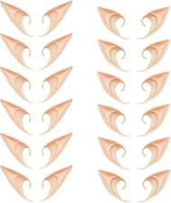 12 Pairs Short  Long Elf Ears Set for Women  Girls, Unisex, One Size, Foldable
