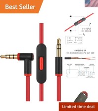Replacement Black Red Audio Cable for Beats Headphones - Tangle-Free Design