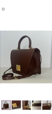 Arcadia Brown Top Handle Satchel Bag with Gold Hardware Buckle Accent