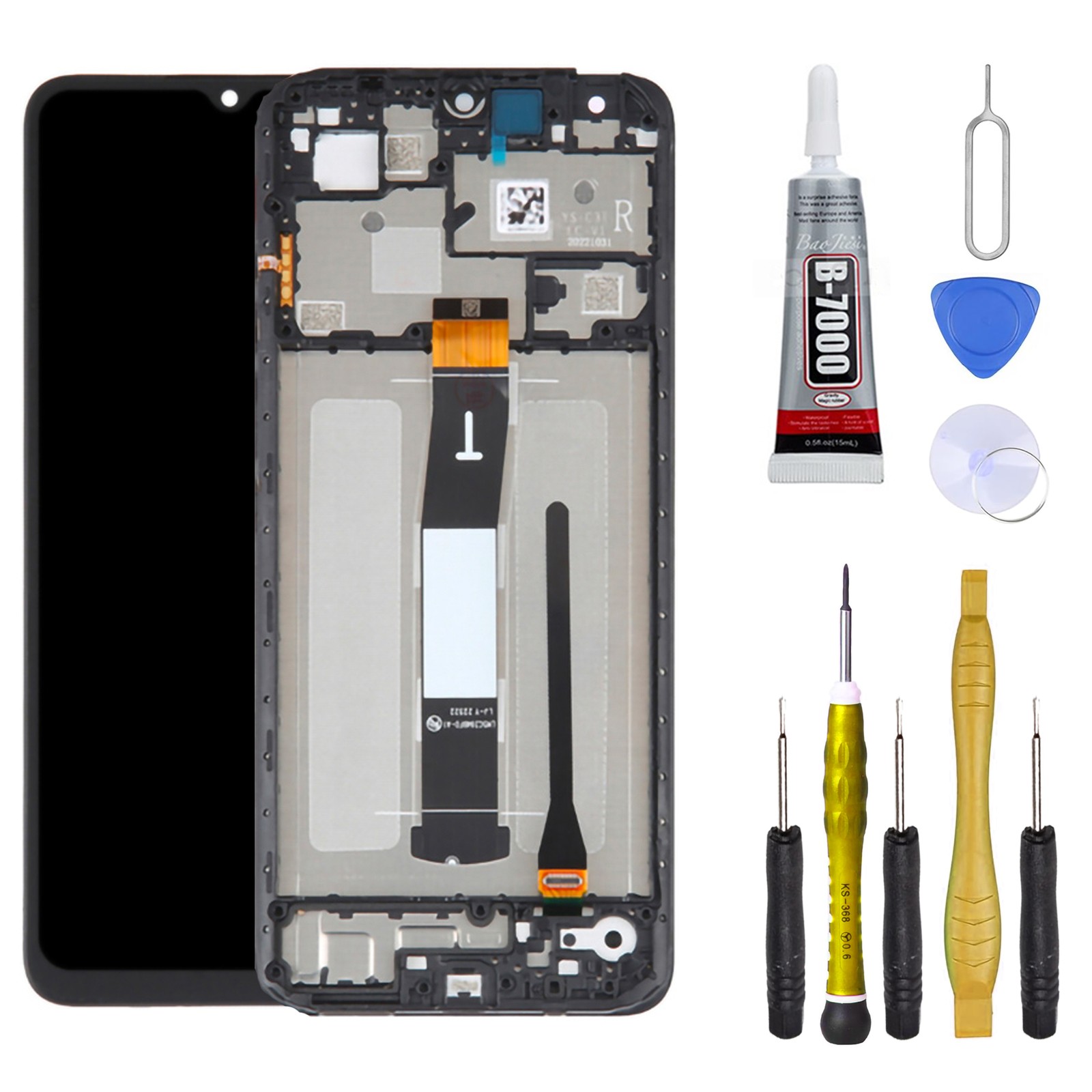 Réparer écran cassé Xiaomi Redmi 12C bloc LCD tactile de rechange avec colle B7000 et outils inclus