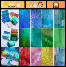 Iridescent Stained Glass Variety Pack - 12 Sheets, 6x4 Inch for Mosaic Crafts