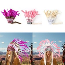 Feather Headdress Chief Indian Hat for Fancy Dress Performance Festival