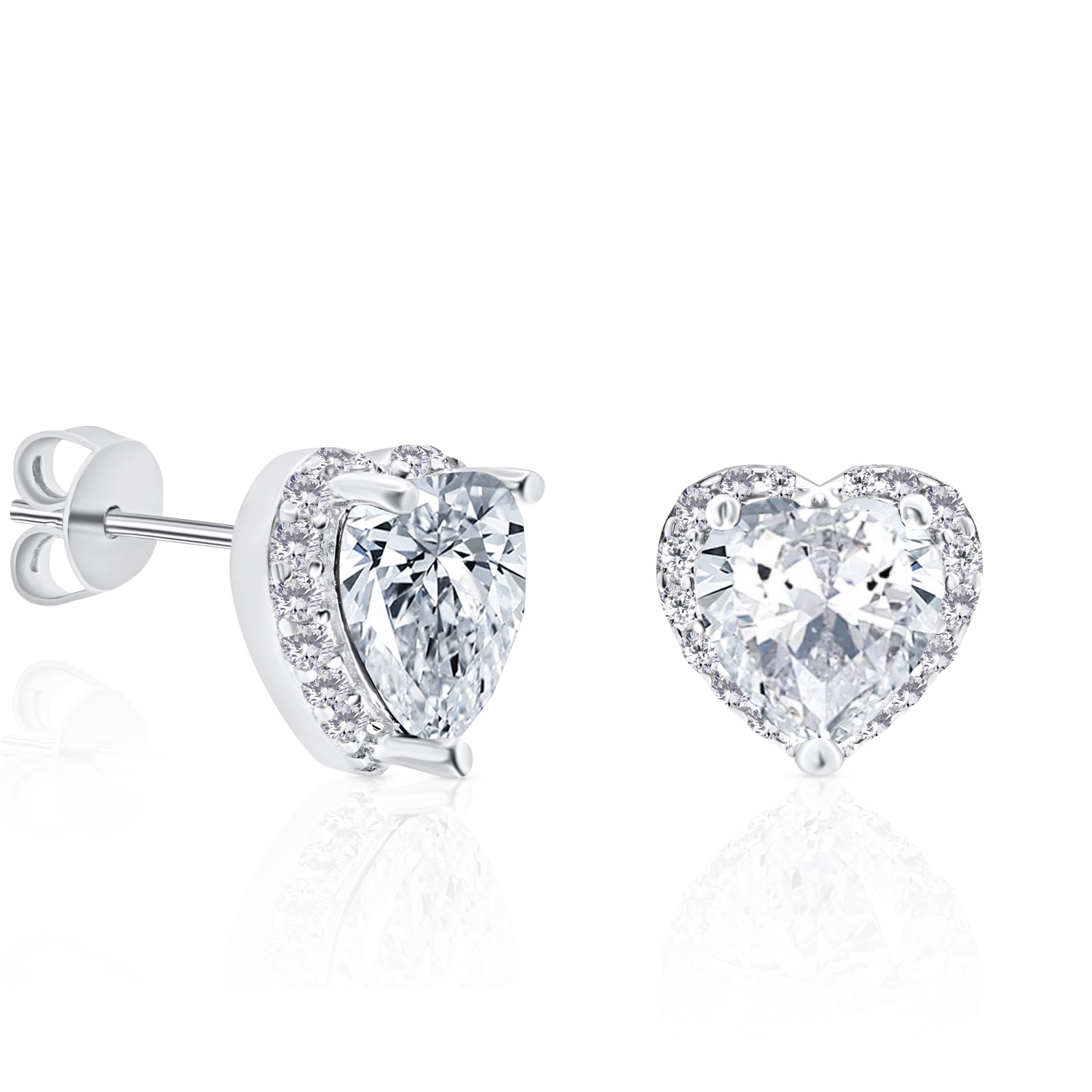 Boucles d'oreilles Coeurs Sacrés en argent 925 couleur argentée pour femme - Neuf