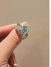 2,00 ct Rundschliff echter Moissanit Braut Ehering Set 14k Weißgold plattiert
