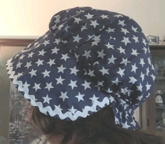 Handmade Pioneer Bonnet Adult Country Pilgrim Prairie Costume Blue Floral - Image 2 of 4