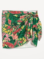 NWT Old Navy Green Floral Side-Tie Mini Swim Sarong Skirt Size L-XL