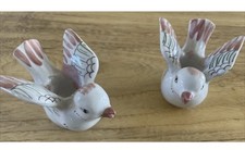 Pair Ceramic Birds Taper Candleholders Made i...