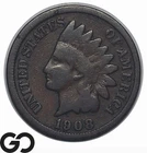 1908-S Indian Head Cent Penny, Key Date San Francisco