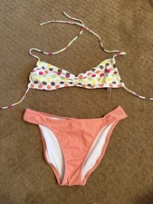 Victoria Secret Two Piece Polka Dot/Solid Bikini Set Women  s S/M READ 