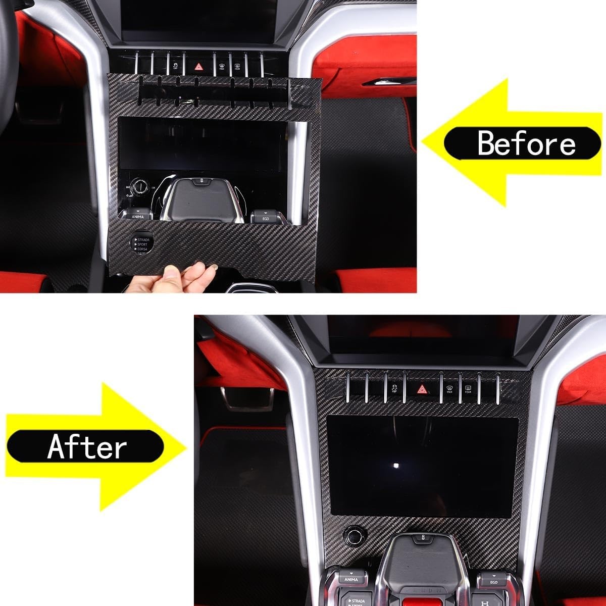 Dry Carbon Car Console Air Condition Panel Trim For Lamborghini URUS 2018-2023