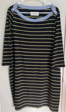 Tommy Hilfiger Size XL  Yellow Navy Blue Stripe 3/4 Sleeve Knit T-Shirt Dress