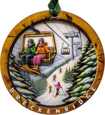 Breckenridge Ornament - 3D  Wood Christmas Tree Colorado Ski Lift Gondola