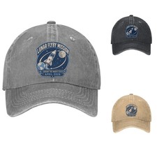 Space Rocket Artemis II 2026 Retro Moon Mission Denim Hat