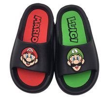 SUPER MARIO BROS. con Sandalias Luigi Confort Slides Juveniles Talla 3, 4, 5 o 6 Nuevas con Etiquetas