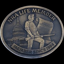 NRA National Rifle Member Gun Rights Patriotic Second Amendment Vtg Belt Buckle