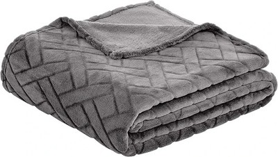 Amazon Basics Fleece Überwurf Decke geprägt - Grau, 150 x 200 cm
