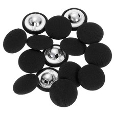 15Pcs Fabric Cloth Covered Button, 20mm 32L Metal Shank Buttons, Black