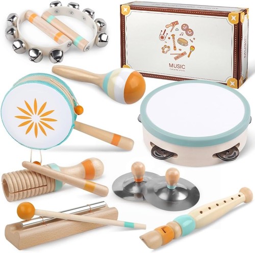 Toddlers Musical Instruments-Baby Montessori Wooden Musical Toys for Toddlers 1-