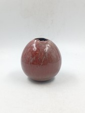 Vase Boule Grès Rouge Soliflore Organique Céramique Signé Vintage Années 70 80 