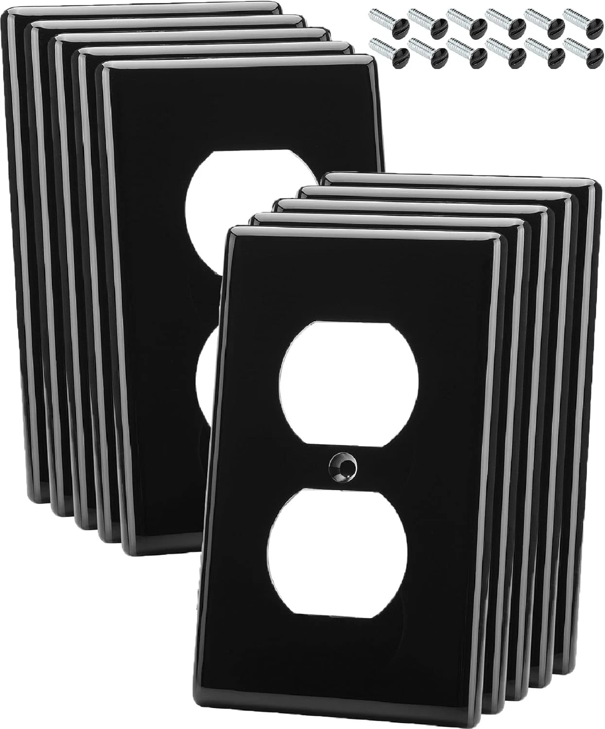 Bates- Black Outlet Covers - 10 Pack Duplex Receptacle Cover