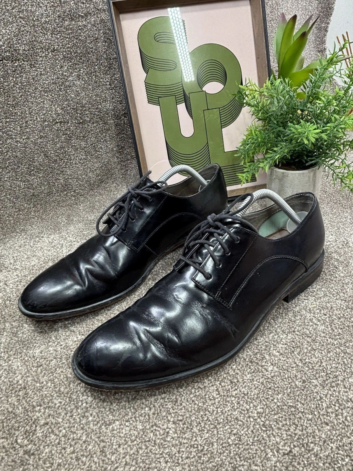 Scarpe Oxford CLARKS TOR uomo pelle nera 12M stringate punta liscia formali classiche