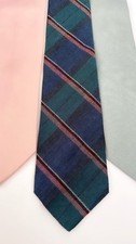 Surrey Men's Woven Pointed Plaid  Check Tie, Blue/Green/Pink