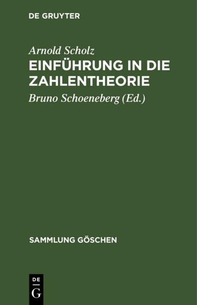 EinfüHrung In Die Zahlentheorie Arnold Scholz-image