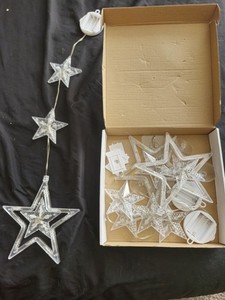 New Set Of 3 Battery Operated Star Shaped Curtain String Lights