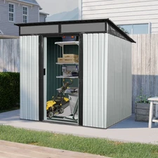 6x5 ft Outdoor Metal Storage Shed Utility Tool Shed with Sliding Doors for Patio