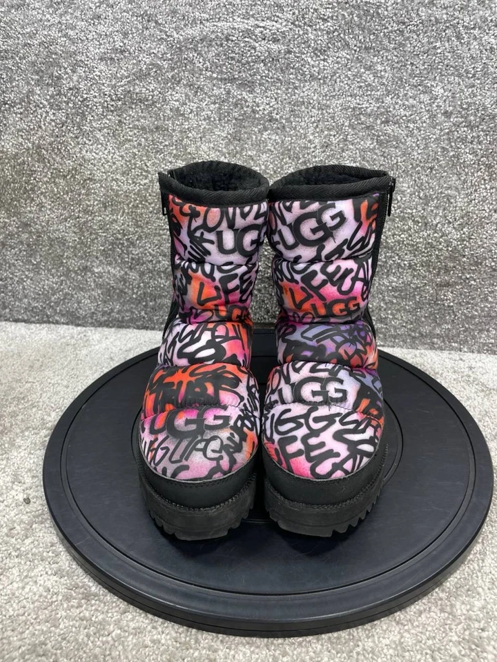 Botas Ugg Mujer Talla 8 Ridge Graffiti Pop Multicolor Lana Cremallera Lateral Tobillo Nieve Foto 4 de 4