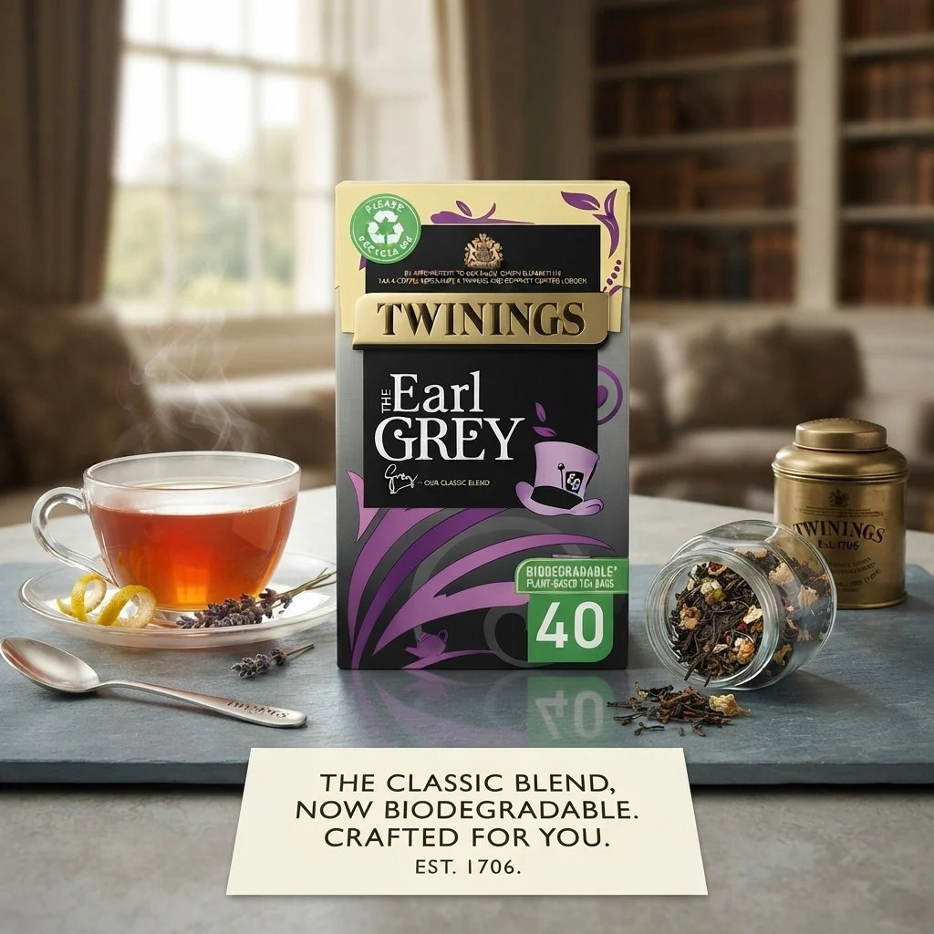 Twinings Earl Grey Tea Tea Bags Classic Black Tea Bergamot Flavour Sugar Free & Size 40 - Image 2