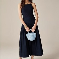 J.Crew Pintuck Mixy Midi Dress Navy Blue Size Small NWT