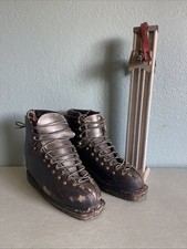 Vintage Munari Leather Ski Boots - Lace Up - ...