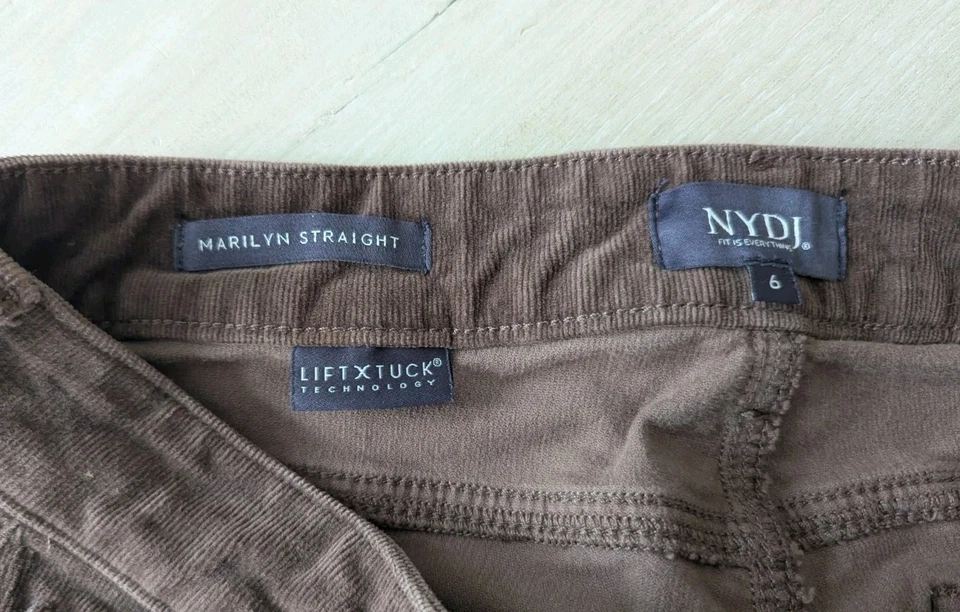 Прямые вельветовые брюки NYDJ Marilyn женские размер 6 норковые коричневые с застежкой - Изображение 3 из 4