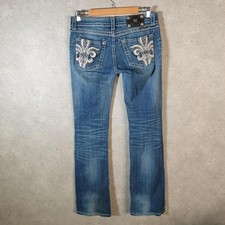 Vintage Miss Me Bootcut Flared Y2K Jeans Womens W29 Blue Thrashed AB1531