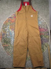 VTG Carhartt Bib Overalls Men 40x30 Double Knee Mid Weight Quilt Lining USA NWD