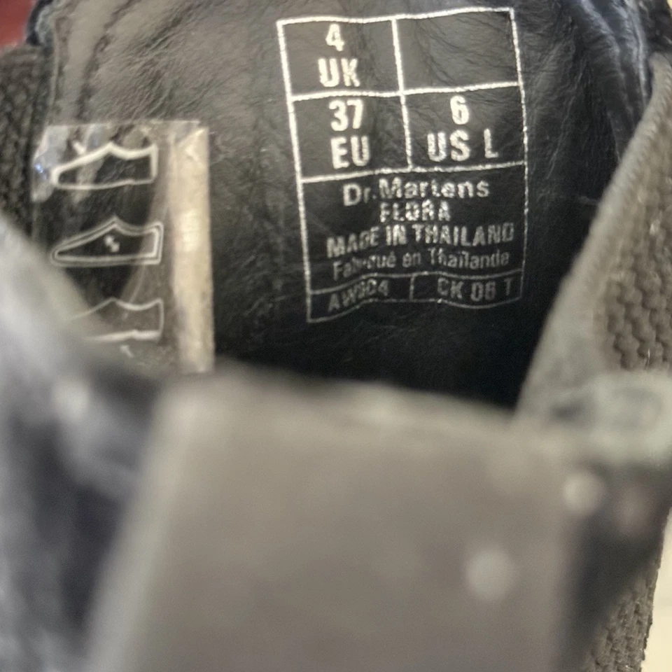 Dr. Martens Negro Flora Terciopelo Botas Sin Cordones Zapatos Mujer Talla 6 Foto 4 de 4