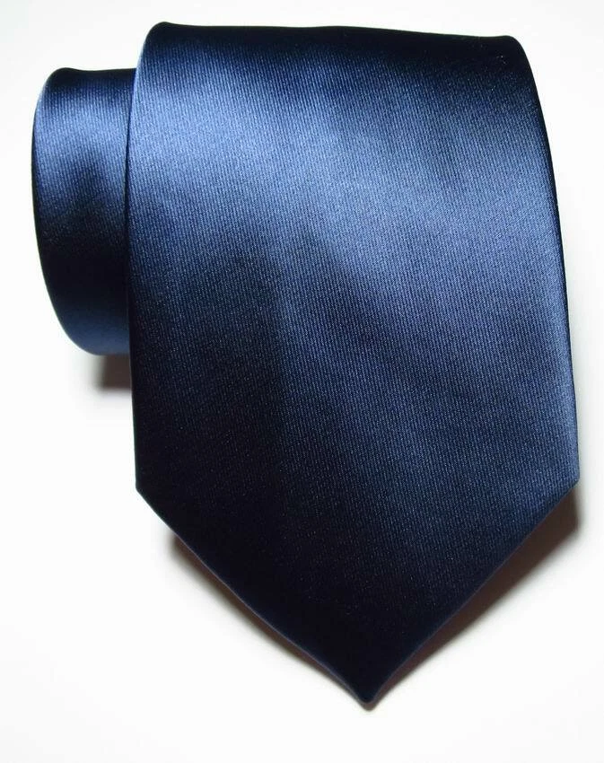Nueva Corbata Clásica Sólida Azul Oscuro JACQUARD TEJIDA 100% Seda Para Hombre Foto 2 de 2