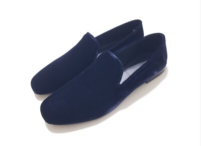 NIB Vince Bray Velvet Flat Loafer Smoking Slipper in Twilight Navy $275 