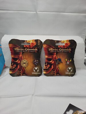 DISNEY STORE 2 Pins Pirates of the Caribbean Dead Mans Chest Jack Skull 