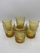 Vintage Anchor Hocking Lido Milano Small Juice Glass Honey Amber 8 oz Set Of Six