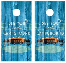 See You At The Camp Cornhole Board Wrap LAMINATED Wraps Decals Vinyl Sticker