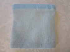 Vintage Baby Morgan BABY BLANKET Thermal Acrylic Waffle Weave BABY BLUE 36X50 NE
