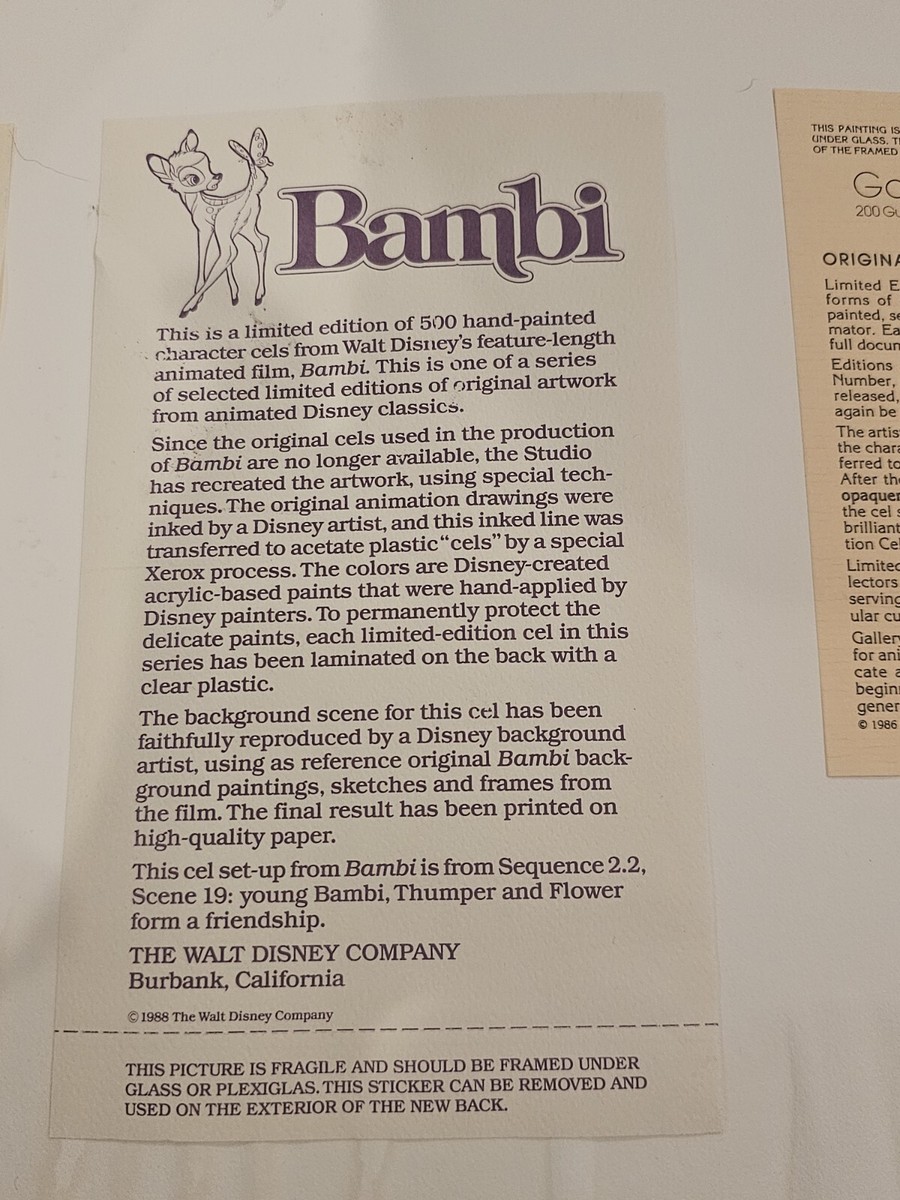 ディズニー 限定版セル画 [バンビ They Call Me Thumper] Disney: Bambi, Thumper, Flower-Limited Edition Cel-95/500 | eBay