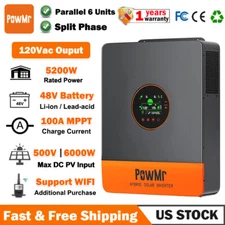 5.2KW 48V Solar Hybrid Inverter 110/208/220V Split Phase MPPT Controller 500VDC
