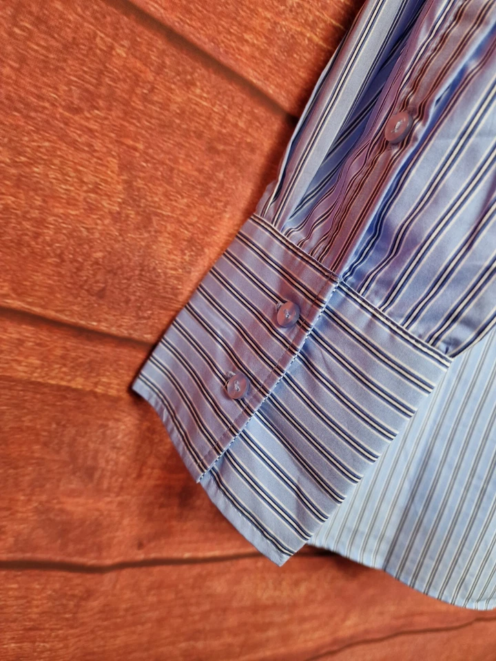 Mango Cotton Classic Fit Contrast Stripe Print Pinstripe Shirt Size S - Image 4 of 4