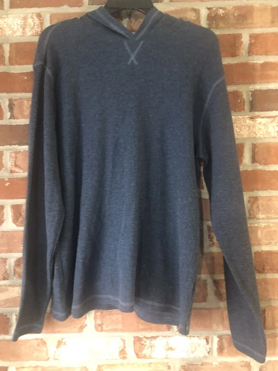 Solaris Outdoor Men's SZ XL Blue Cotton Blend Waffle Knit Thermal Hoodie