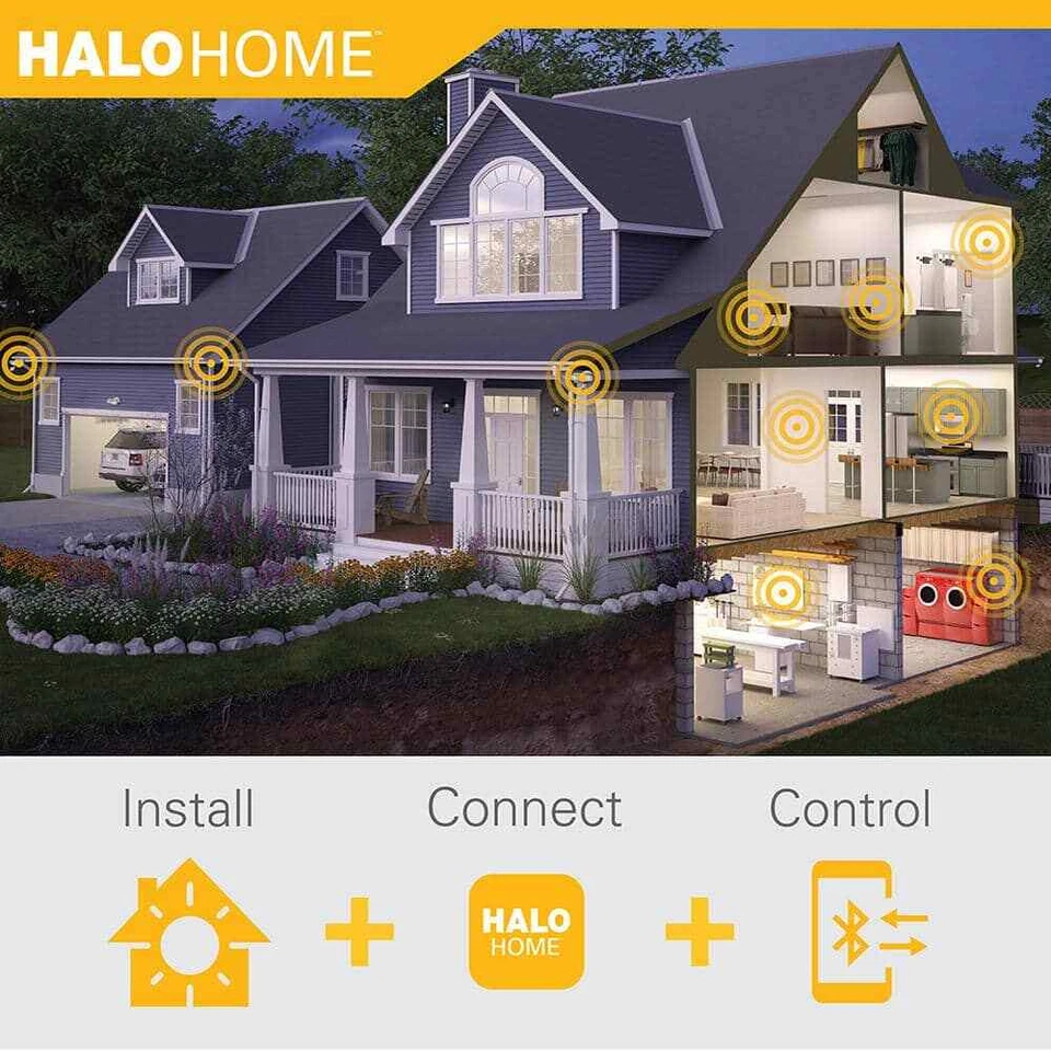 Eaton Halo Home 4" White Bluetooth Smart LED Recessed Ceiling Light 6-Pack RL - Image 4 of 4