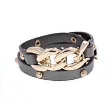 Leather and Chain Wrap Bracelet, Wrap Around Fashion Bracelet, Designer Inspired