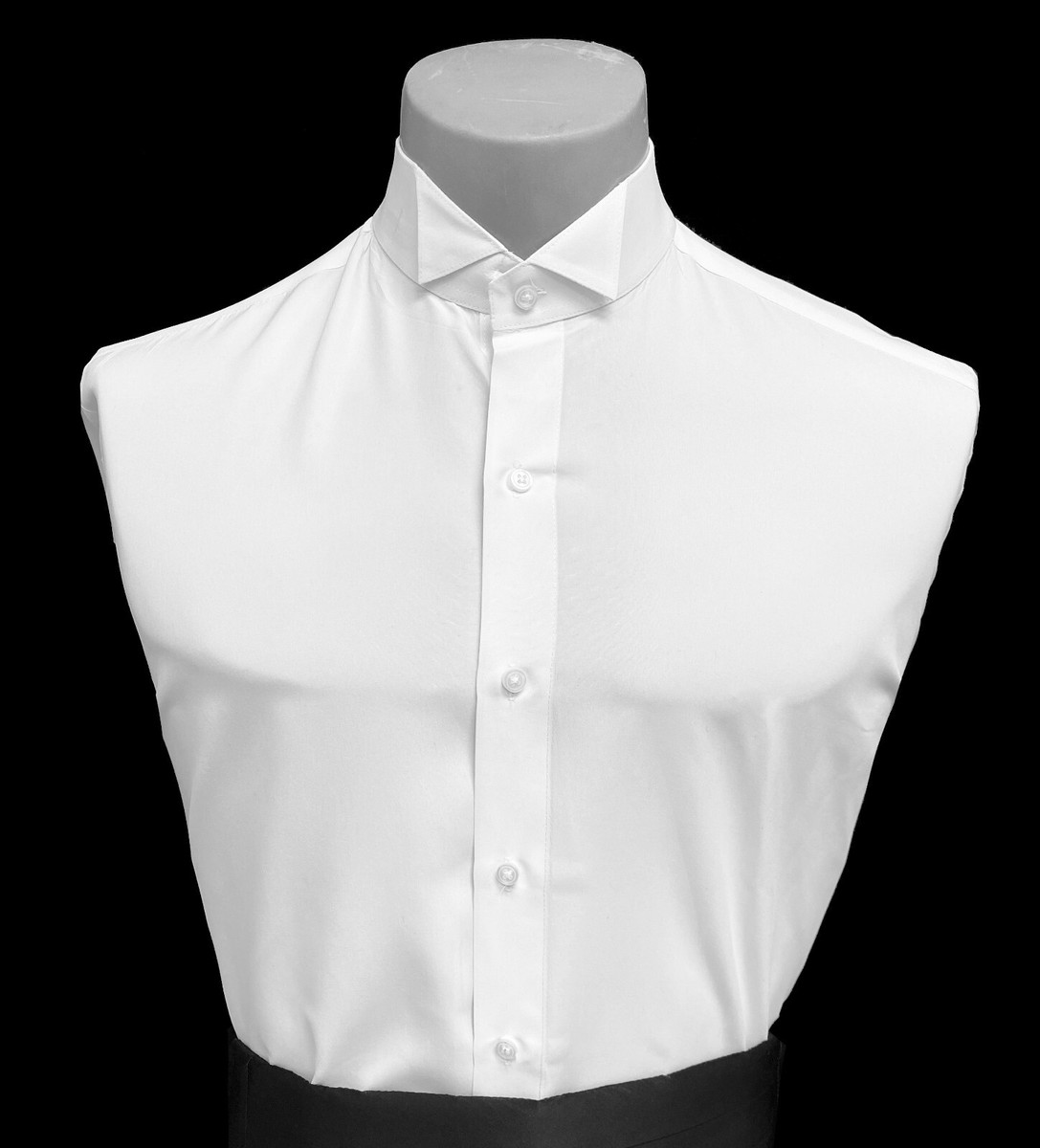 plain front dress shirt The Black Tux Cotton Fly-Front Dress Shirt-Classic In White